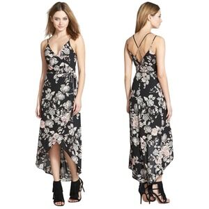 ASTR The‎ Label Faux Wrap Floral Print Tie Waist Midi Dress XS